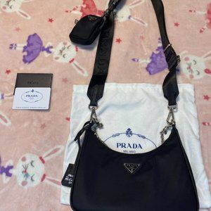 Prada Nylon 2005 Re-edition bag in black silver hardware versatile bag